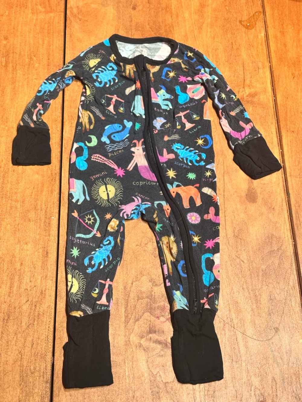 Little Sleepies Bamboo Black Zodiac Print One-Piece Footie